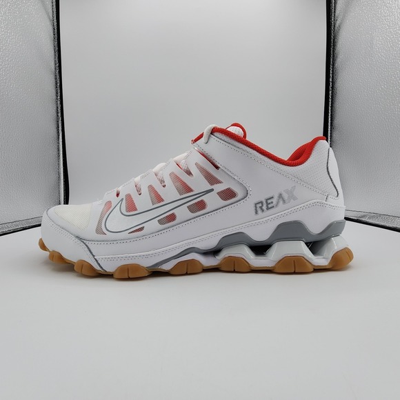 Nike Reax 8 TR Training Athletic Shoes Mens‎ Sz 12 White Wolf Grey Chile Red NEW main image 9